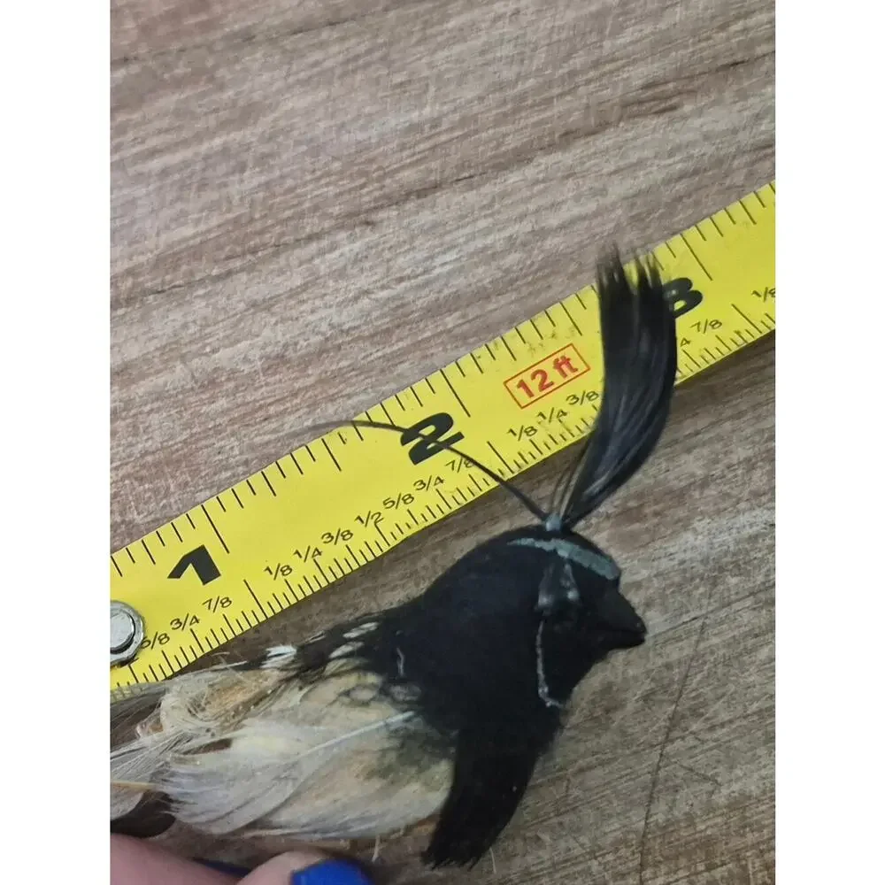 Set of 3 Decorative Faux Feathered Songbird Ornaments - Black & Brown